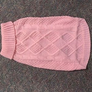 Cozy Pink Classic Cable Knit Turtle Neck Winter Dog Sweater